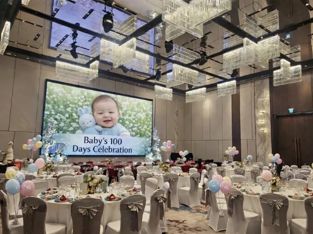 Baby’s 100-day celebration in grand ballroom at Dorsett Kai Tak Hotel, Hong Kong