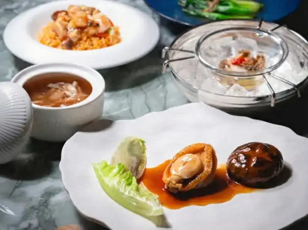 Selection of refined Cantonese dishes at Kai Fuk Lau restaurant, Hong Kong