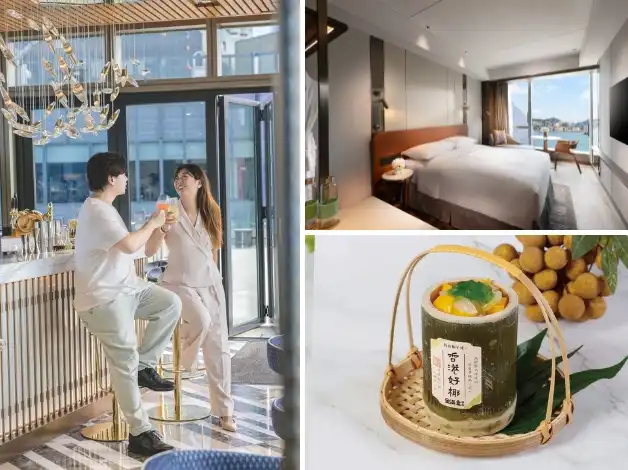 Couple enjoying drinks at modern bar and lounge, Dorsett Kai Tak Hotel, Hong Kong