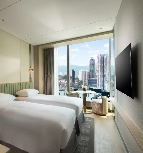 Modern hotel room interior at Dorsett Kai Tak Hotel, Hong Kong with stylish décor