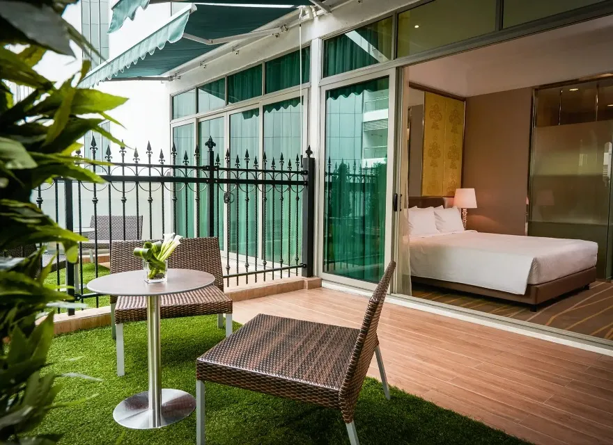 Garden furniture in the Dorsett Putrajaya Deluxe Garden Room.