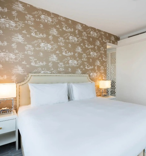 King bed with bedside tables at Dorsett Shepherds Bush London.