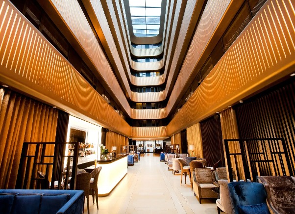 Interior of the Jin Bar at Dorsett Shepherds Bush London Hotel.