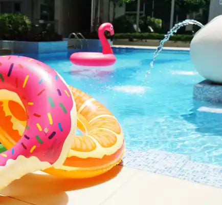 Kids pool floaters by the Dorsett Tsuen Wan Pool.