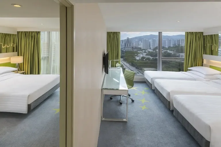Two bedrooms connected at Dorsett Tsuen Wan.