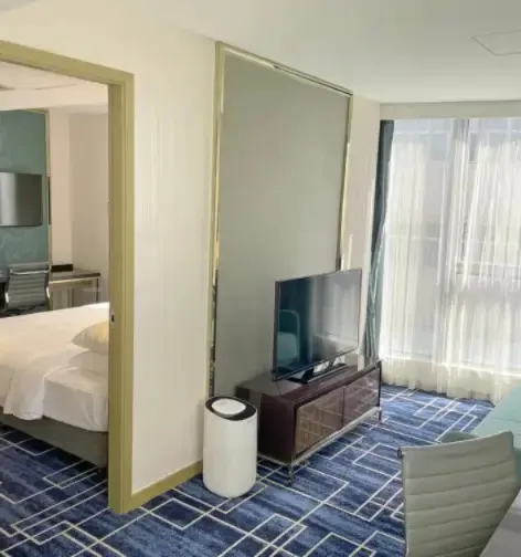 Living and bedroom at the Dorsett Tsuen Wan Dorsett Suite.