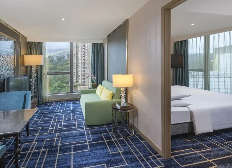 Living room in the Family Suite with Sofa Bed, Dorsett Tsuen Wan.