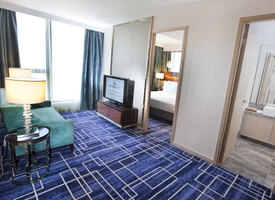 TV in the living room in the Family Suite, Dorsett Tsuen Wan.